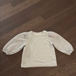 LOFT Gray Quilted Sweatshirt with Puff Sleeves